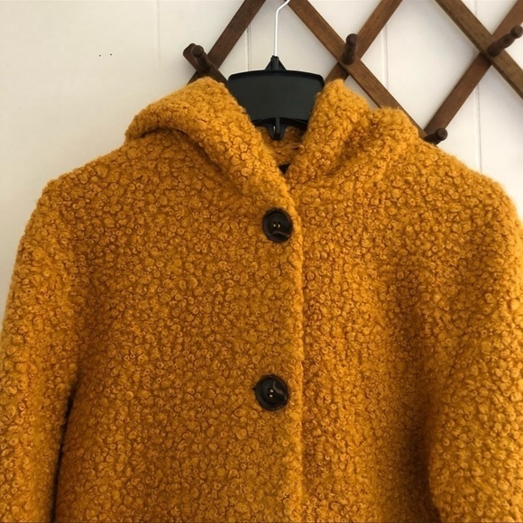 Halogen Trendy Mustard Hooded Boucle Coat. Size 1X. P/M/A - Picture 5 of 6